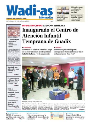 'Wadi-as información : periódico semanal de la comarca de Guadix.' - Año VI Número 346 - 2008 noviembre 21