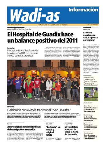 'Wadi-as información : periódico semanal de la comarca de Guadix.' - Año IX Número 509 - 2012 enero 06