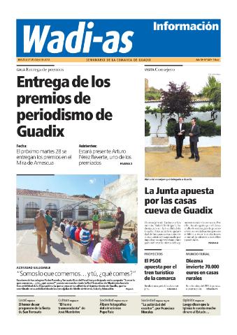'Wadi-as información : periódico semanal de la comarca de Guadix.' - Año XI Número 581 - 2013 mayo 25