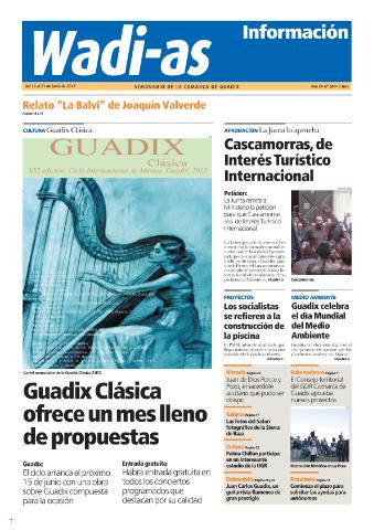'Wadi-as información : periódico semanal de la comarca de Guadix.' - Año XI Número 584 - 2013 junio 15
