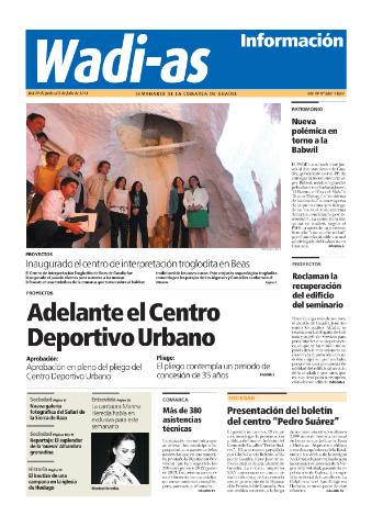 'Wadi-as información : periódico semanal de la comarca de Guadix.' - Año XI Número 586 - 2013 junio 29