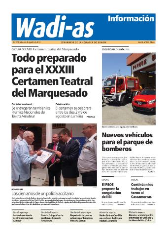 'Wadi-as información : periódico semanal de la comarca de Guadix.' - Año XI Número 590 - 2013 julio 27