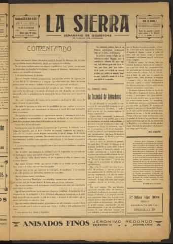 'La Sierra : Semanario de Izquierdas' - Año I Número 3 - 1931 mayo 20