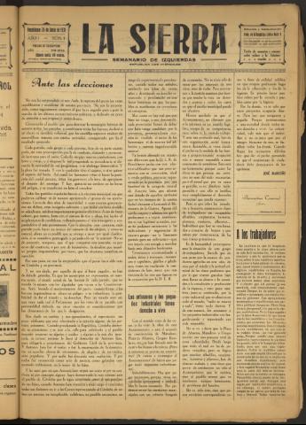 'La Sierra : Semanario de Izquierdas' - Año I Número 8 - 1931 junio 24