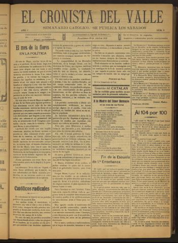 'El Cronista del Valle' - Época 1ª Año I Número 9 - 1910 abril 30