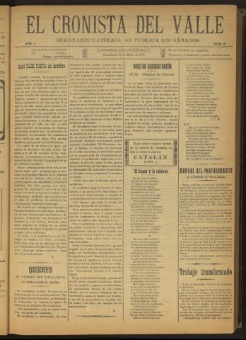 'El Cronista del Valle' - Época 1ª Año I Número 12 - 1910 mayo 21