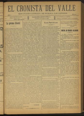 'El Cronista del Valle' - Época 1ª Año I Número 16 - 1910 junio 18