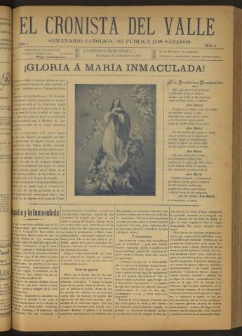 'El Cronista del Valle' - Época 1ª Año I Número 41 - 1910 diciembre 10