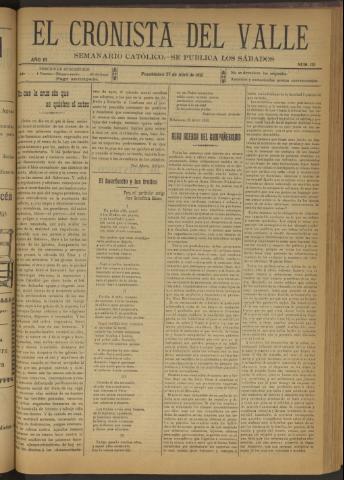 'El Cronista del Valle' - Época 1ª Año III Número 113 - 1912 abril 27