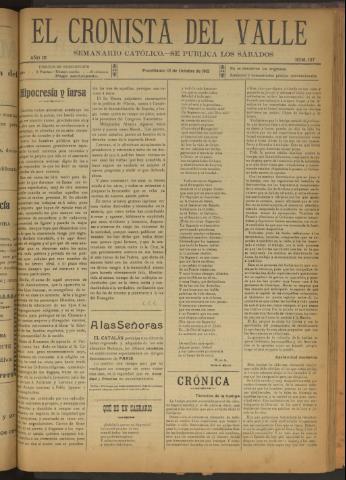 'El Cronista del Valle' - Época 1ª Año III Número 137 - 1912 octubre 12