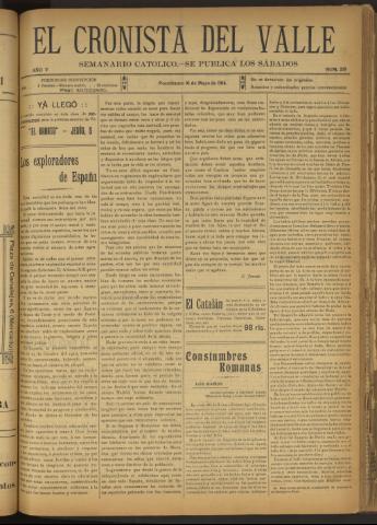 'El Cronista del Valle' - Época 1ª Año V Número 219 - 1914 mayo 16