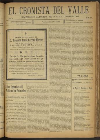 'El Cronista del Valle' - Época 1ª Año V Número 226 - 1914 julio 04