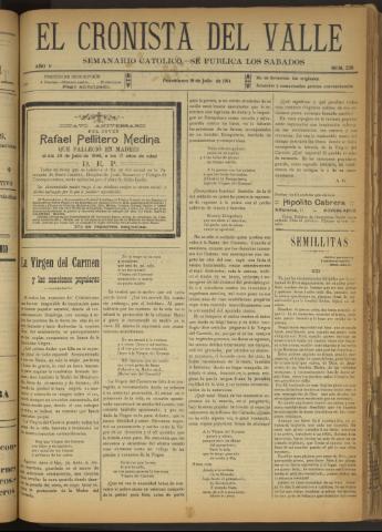 'El Cronista del Valle' - Época 1ª Año V Número 228 - 1914 julio 18
