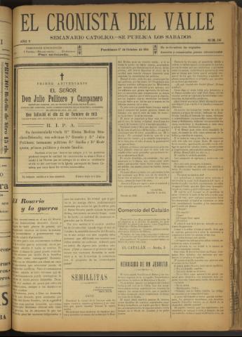 'El Cronista del Valle' - Época 1ª Año V Número 241 - 1914 octubre 17