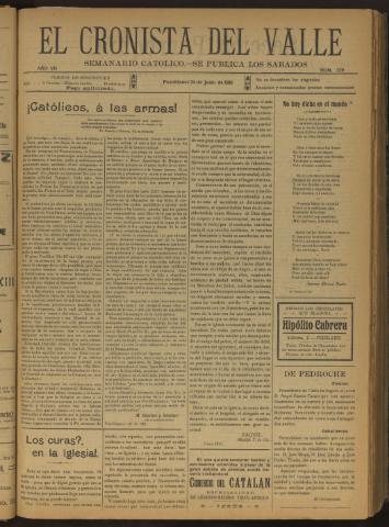 'El Cronista del Valle' - Época 1ª Año VII Número 329 - 1916 junio 24