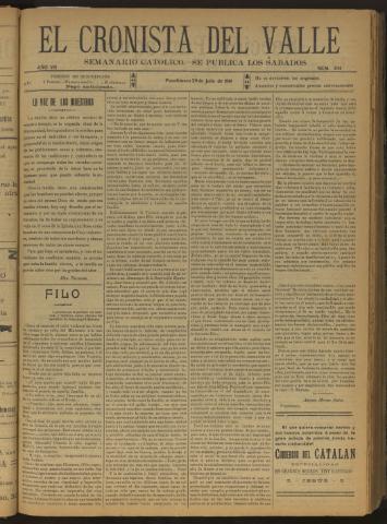 'El Cronista del Valle' - Época 1ª Año VII Número 334 - 1916 julio 29