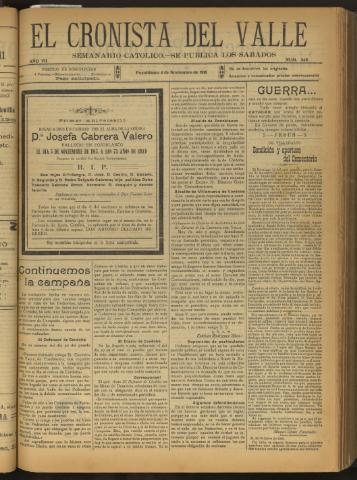 'El Cronista del Valle' - Época 1ª Año VII Número 348 - 1916 noviembre 04