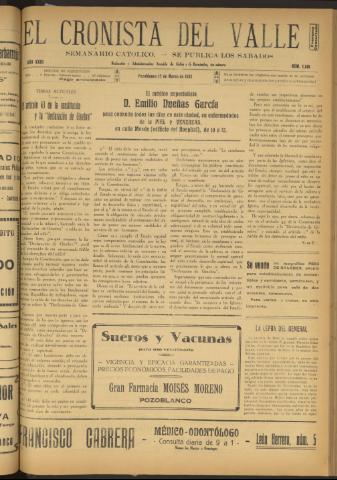 'El Cronista del Valle' - Época 1ª Año XXIII Número 1148 - 1932 marzo 12