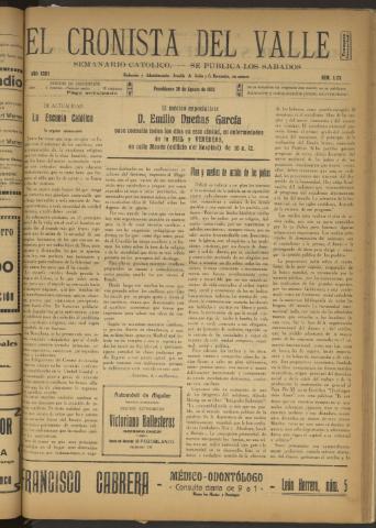 'El Cronista del Valle' - Época 1ª Año XXIII Número 1171 - 1932 agosto 20