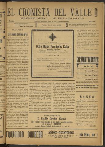 'El Cronista del Valle' - Época 1ª Año XXIII Número 1183 - 1932 noviembre 12