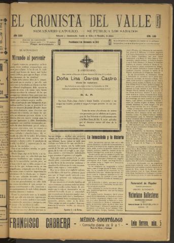 'El Cronista del Valle' - Época 1ª Año XXIII Número 1186 - 1932 diciembre 03