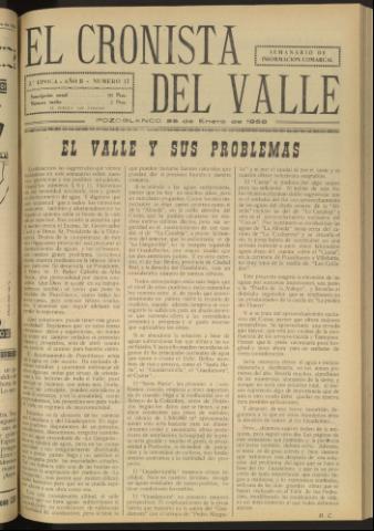 'El Cronista del Valle' - Época 2ª Año II Número 17 - 1958 enero 25