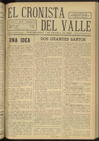 'El Cronista del Valle' - Época 2ª Año II Número 18 - 1958 febrero 01