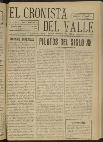 'El Cronista del Valle' - Época 2ª Año II Número 23 - 1958 marzo 15