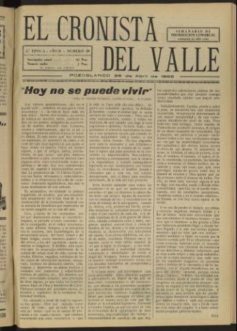 'El Cronista del Valle' - Época 2ª Año II Número 29 - 1958 abril 26