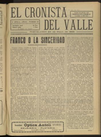 'El Cronista del Valle' - Época 2ª Año II Número 33 - 1958 mayo 24
