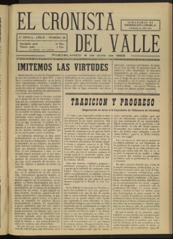 'El Cronista del Valle' - Época 2ª Año II Número 39 - 1958 julio 05