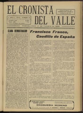 'El Cronista del Valle' - Época 2ª Año II Número 52 - 1958 octubre 04
