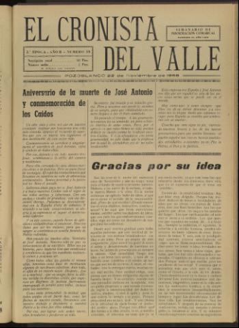 'El Cronista del Valle' - Época 2ª Año II Número 59 - 1958 noviembre 22