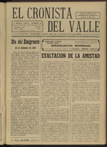 'El Cronista del Valle' - Época 2ª Año II Número 60 - 1958 noviembre 29