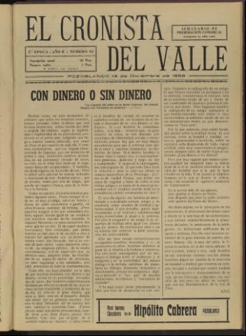 'El Cronista del Valle' - Época 2ª Año II Número 62 - 1958 diciembre 13