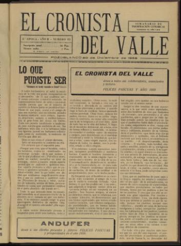 'El Cronista del Valle' - Época 2ª Año II Número 63 - 1958 diciembre 20