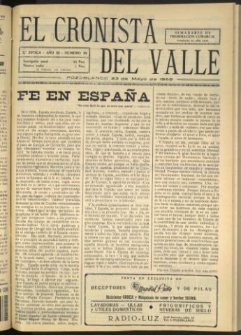 'El Cronista del Valle' - Época 2ª Año III Número 85 - 1959 mayo 23
