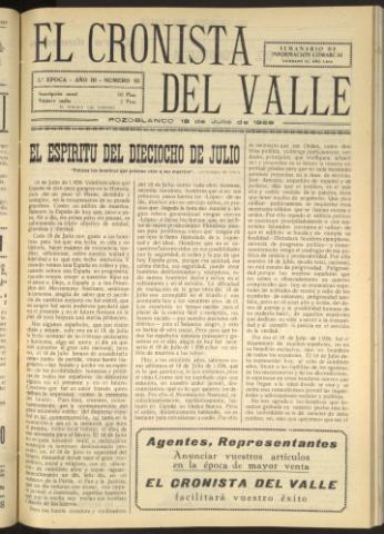 'El Cronista del Valle' - Época 2ª Año III Número 93 - 1959 julio 18