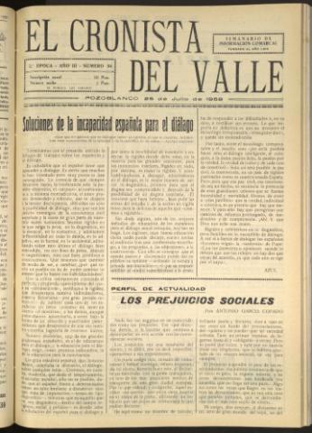 'El Cronista del Valle' - Época 2ª Año III Número 94 - 1959 julio 25
