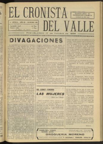 'El Cronista del Valle' - Época 2ª Año III Número 106 - 1959 octubre 17