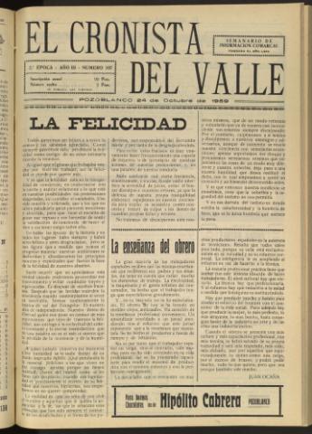'El Cronista del Valle' - Época 2ª Año III Número 107 - 1959 octubre 24