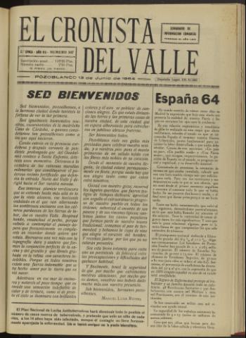 'El Cronista del Valle' - Época 2ª Año VII Número 347 - 1964 junio 13