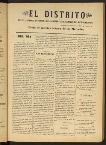 'El Distrito : revista Semanal Defensora de los Intereses Generales de Pozoblanco' - Año I Número 14 - 1895 septiembre 25