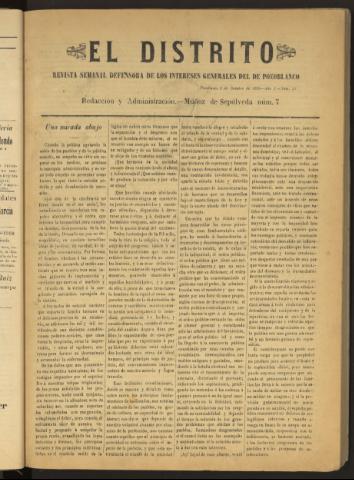 'El Distrito : revista Semanal Defensora de los Intereses Generales de Pozoblanco' - Año I Número 15 - 1895 octubre 02