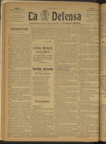 'La Defensa : periódico semanal, órgano del Partido Liberal Demócrata' - Año II Número 23 - 1921 enero 26