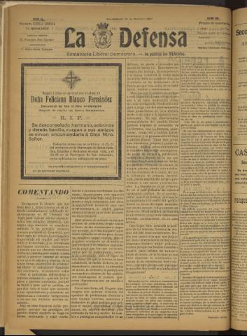 'La Defensa : periódico semanal, órgano del Partido Liberal Demócrata' - Año II Número 26 - 1921 febrero 16