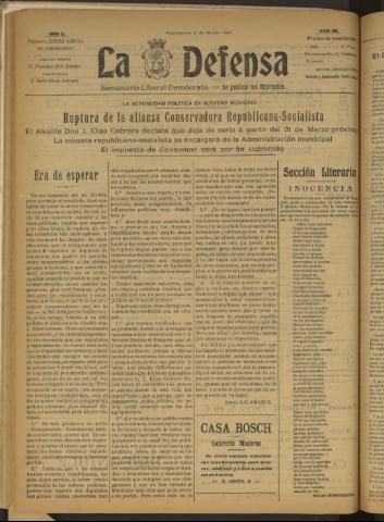 'La Defensa : periódico semanal, órgano del Partido Liberal Demócrata' - Año II Número 28 - 1921 marzo 02