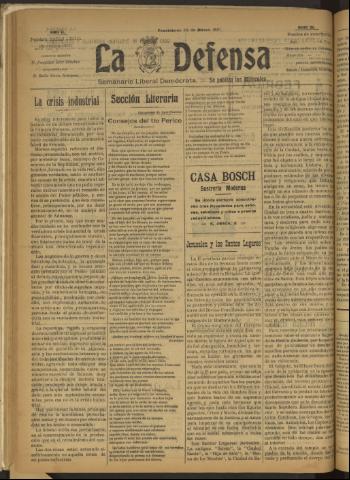 'La Defensa : periódico semanal, órgano del Partido Liberal Demócrata' - Año II Número 31 - 1921 marzo 23