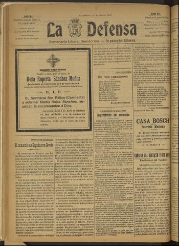 'La Defensa : periódico semanal, órgano del Partido Liberal Demócrata' - Año II Número 32 - 1921 marzo 30