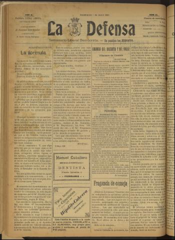 'La Defensa : periódico semanal, órgano del Partido Liberal Demócrata' - Año II Número 41 - 1921 junio 01